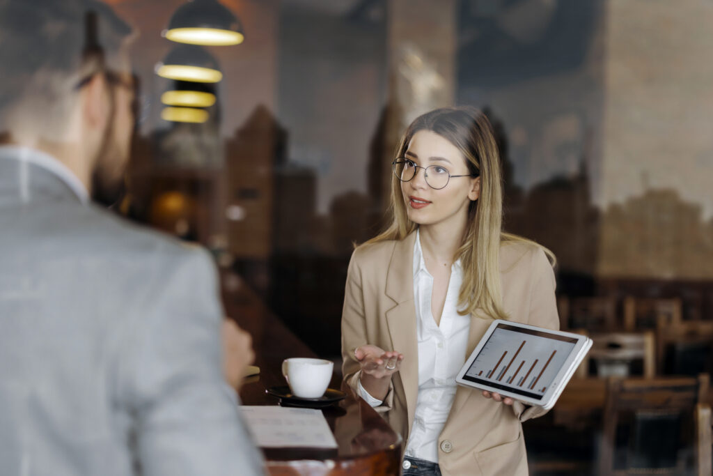 Modern business people demonstrating business model transformation consulting