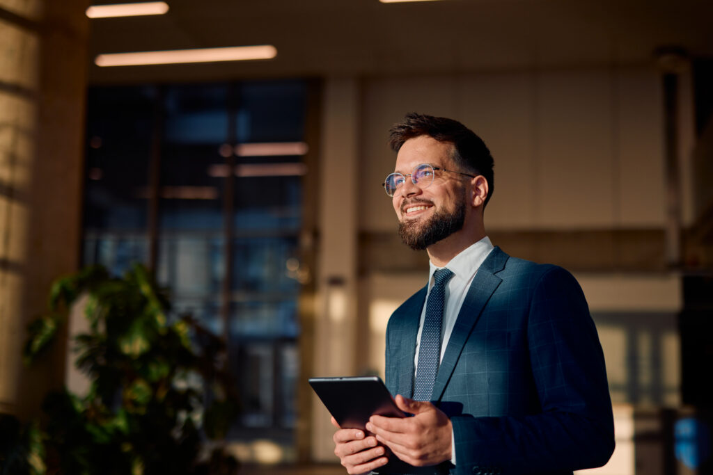 Smiling commercial real estate investment management consultant