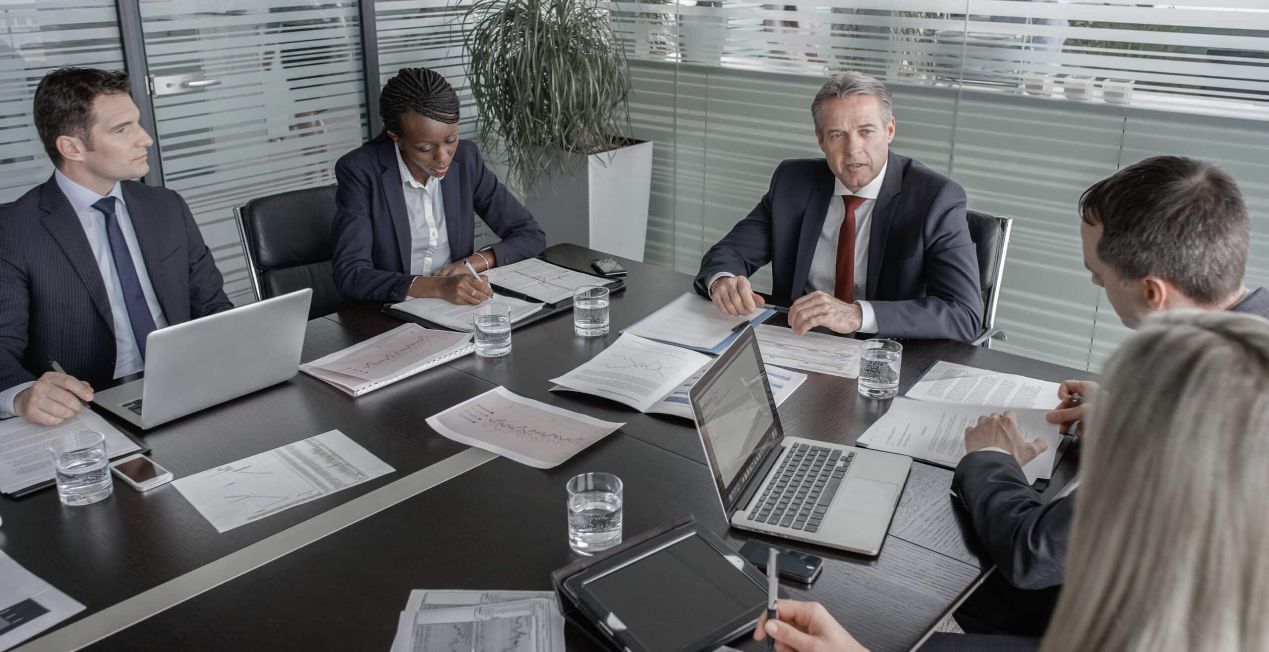 Vice president taking meeting with directors