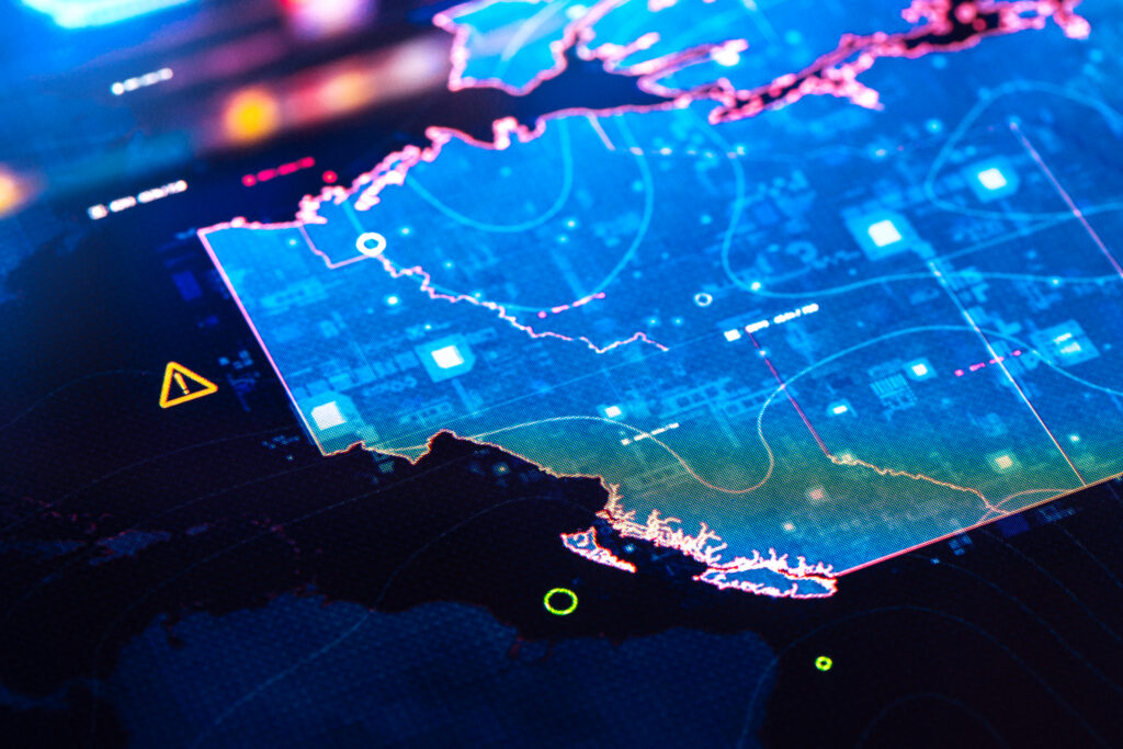 Digital display representing geospatial analytics consulting
