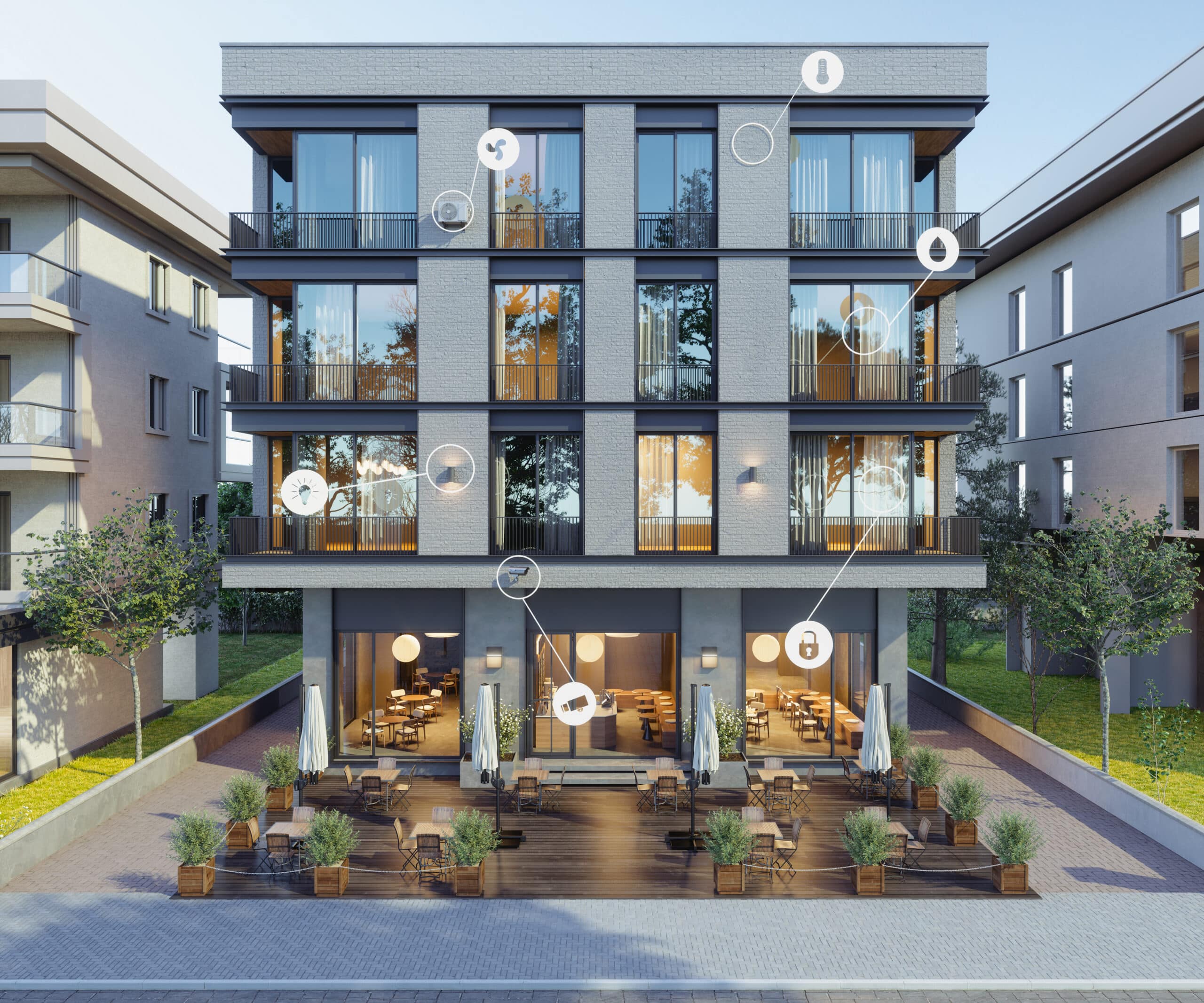 Building Exterior With Smart Home representing IoT consulting