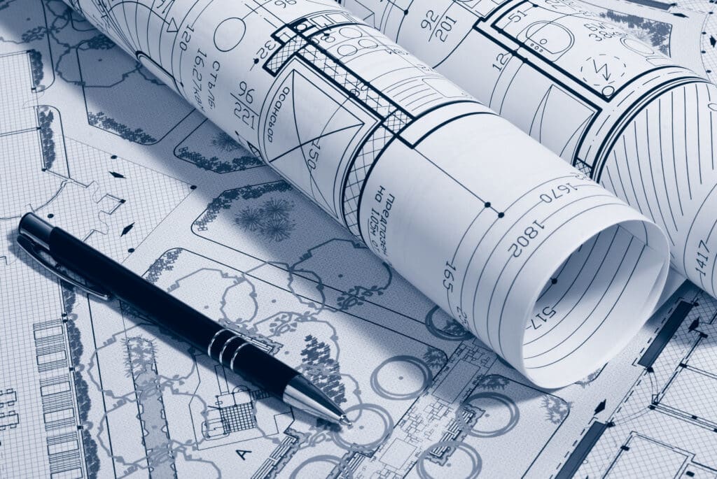 Picture of architectural plans symbolizing land use planning consulting
