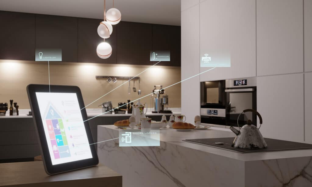 Smart Home Control In Kitchen representing Engineering Lifecycle Economics in Premium Manufacturing